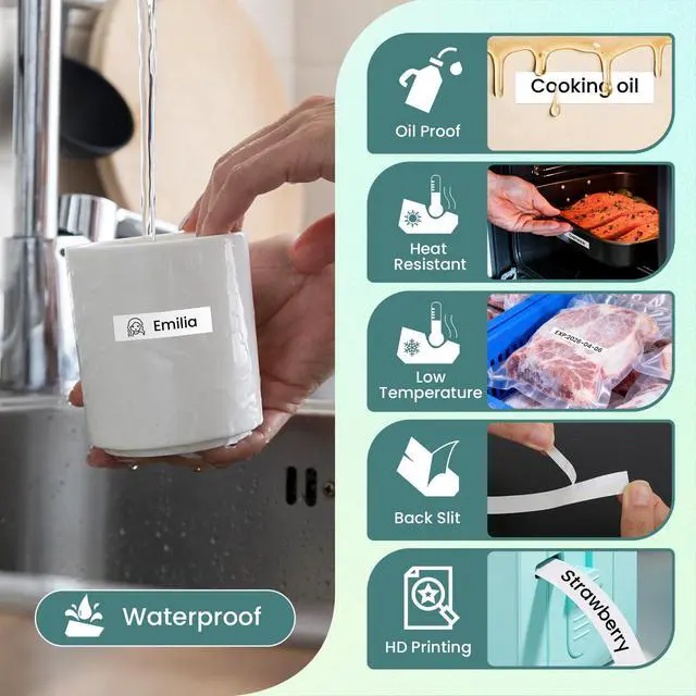 Alt view image 7 of 7 - Label Maker Machine with Tape, P12 Bluetooth Mini Label Makers Thermal Transfer Ribbon Printer Machine with Typewriters Templates for Home, School, Clothes, Gift Wrapping, Office, Green