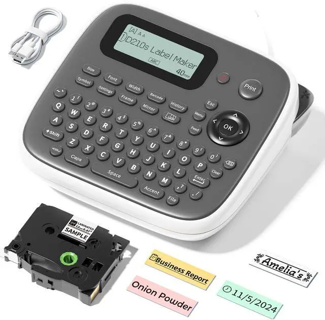 Main image of Label Maker Machine with Tape, Label Maker Waterproof Labels 12mm, D210s Laminated Labeler Machine, Multi Icons Borders & One-Touch Keys, Labelmaker for Home Use/School Office Supplies