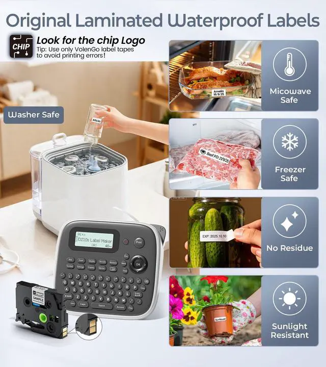 Alt view image 2 of 7 - Label Maker Machine with Tape, Label Maker Waterproof Labels 12mm, D210s Laminated Labeler Machine, Multi Icons Borders & One-Touch Keys, Labelmaker for Home Use/School Office Supplies