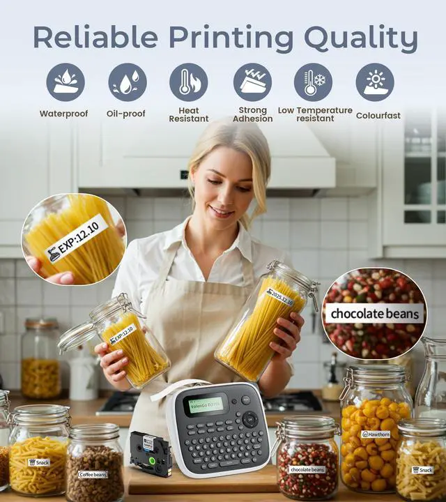 Alt view image 4 of 7 - Label Maker Machine with Tape, Label Maker Waterproof Labels 12mm, D210s Laminated Labeler Machine, Multi Icons Borders & One-Touch Keys, Labelmaker for Home Use/School Office Supplies