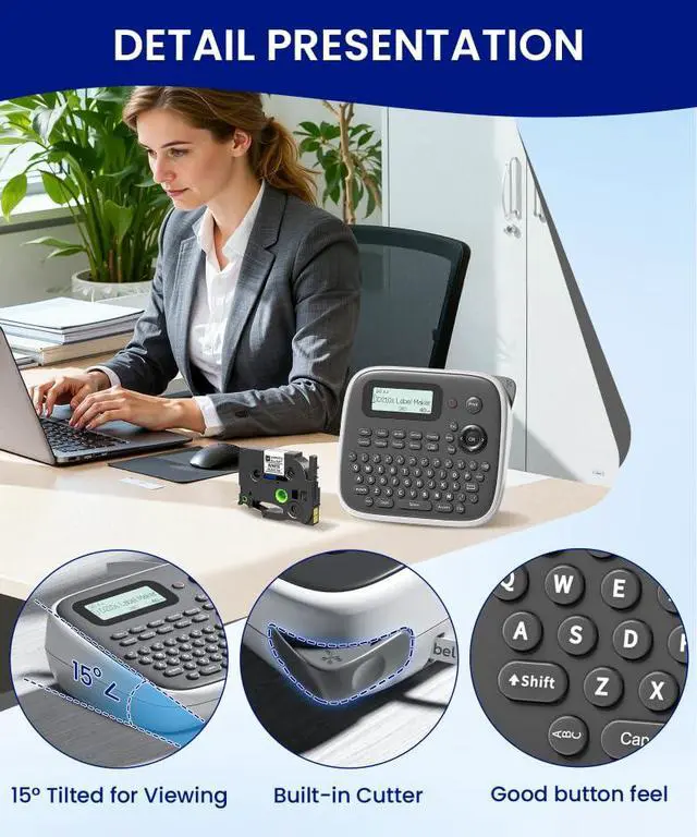 Alt view image 6 of 7 - Label Maker Machine with Tape, Label Maker Waterproof Labels 12mm, D210s Laminated Labeler Machine, Multi Icons Borders & One-Touch Keys, Labelmaker for Home Use/School Office Supplies