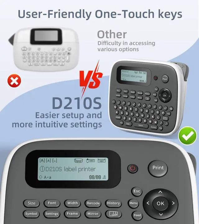 Alt view image 5 of 7 - Label Maker Machine with Tape, Label Maker Waterproof Labels 12mm, D210s Laminated Labeler Machine, Multi Icons Borders & One-Touch Keys, Labelmaker for Home Use/School Office Supplies