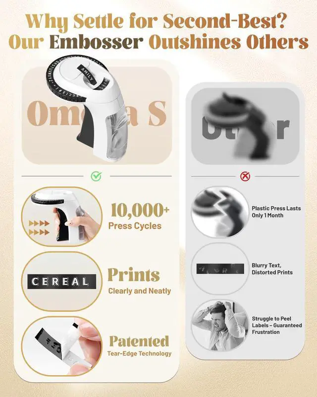 Alt view image 5 of 7 - Embossing Label Maker, Scrapbook Supplies Junk Journal Kit, Vintage Embossed Label Maker Machine with 10-Roll Color 3D Tapes, Retro Manual Embosser for Home DIY Crafts & Scrapbooking, Omega-S