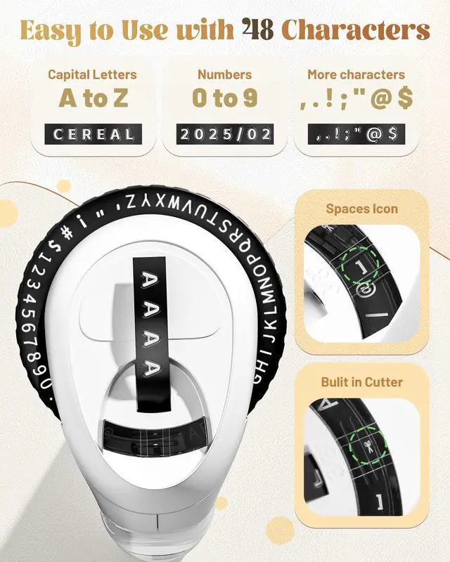 Alt view image 6 of 7 - Embossing Label Maker, Scrapbook Supplies Junk Journal Kit, Vintage Embossed Label Maker Machine with 10-Roll Color 3D Tapes, Retro Manual Embosser for Home DIY Crafts & Scrapbooking, Omega-S