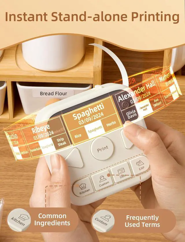 Alt view image 2 of 7 - Label Maker Machine with Tape, S1 Pro Bluetooth LCD Display Labeler, One-Click Quick Print Inkless Magnetic Label Printer for Kitchen Home School Office Organization