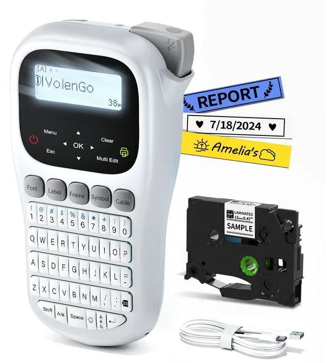 Main image of Label Maker Machine with Tape, Label Maker Waterproof Labels 12mm Laminated, Handheld Backlit Labeler Machine, H1100 Portable Labeling Machine for Office Home Use