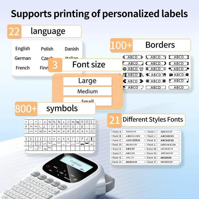 Alt view image 4 of 7 - Label Maker Machine with Tape, Label Maker Waterproof Labels 12mm Laminated, Handheld Backlit Labeler Machine, H1100 Portable Labeling Machine for Office Home Use