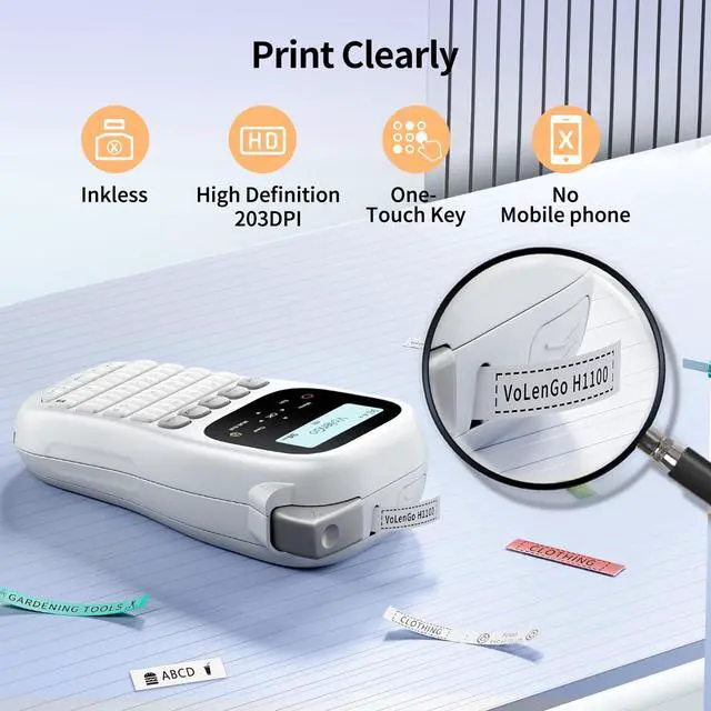 Alt view image 6 of 7 - Label Maker Machine with Tape, Label Maker Waterproof Labels 12mm Laminated, Handheld Backlit Labeler Machine, H1100 Portable Labeling Machine for Office Home Use