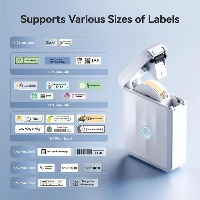 Alt view image 4 of 7 - D110 New Version Label Maker Machine with Tape, Handheld Bluetooth Label Printer, Mini Thermal Printer, Sticker Maker for Organizing Home Kitchen School,White
