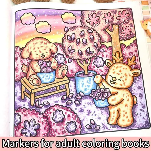 Alt view image 5 of 7 - Pastel Alcohol Markers Brush Tip - 51 Colors Dual Tip (Brush/Fine/Chisel) Coloring Markers for Adult Coloring Books Sketch Illustration, Gifts for Artist Adult, Seamless Blending -51/61/101 Sets