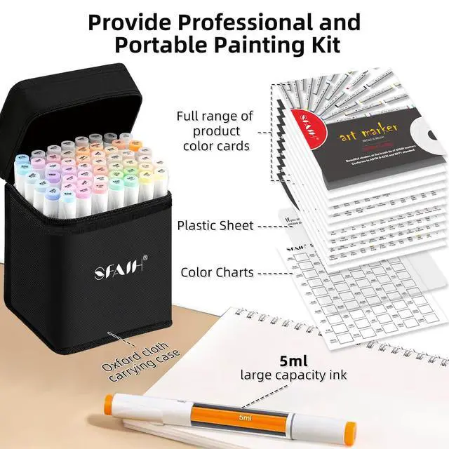 Alt view image 7 of 7 - Pastel Alcohol Markers Brush Tip - 51 Colors Dual Tip (Brush/Fine/Chisel) Coloring Markers for Adult Coloring Books Sketch Illustration, Gifts for Artist Adult, Seamless Blending -51/61/101 Sets