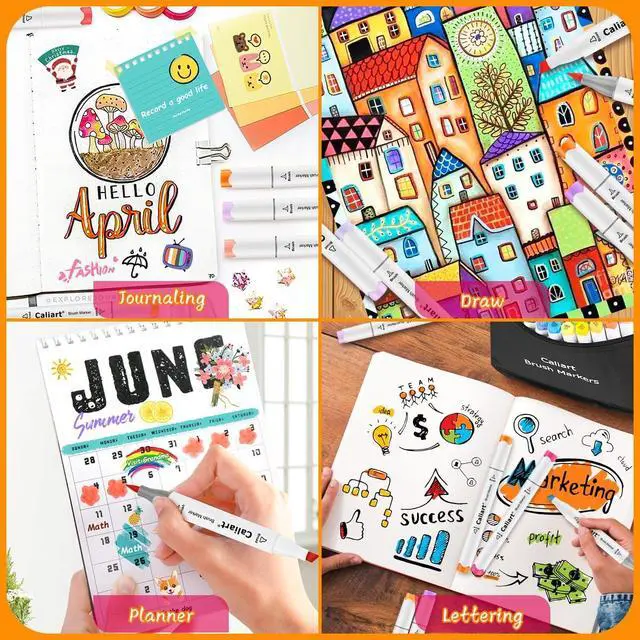 Alt view image 5 of 7 - Pastel Markers, 61 Colors Dual Tip Art Markers Sketch Pens Permanent Alcohol Based, with Case for Adults Artists Drawing Illustration Sketching Coloring