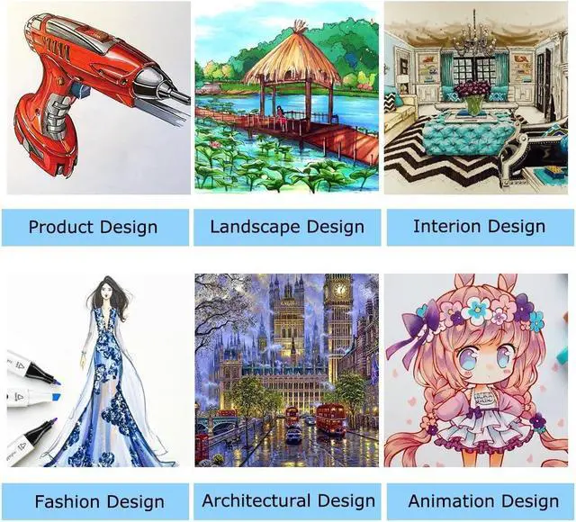 Alt view image 7 of 7 - Pastel Markers, 61 Colors Dual Tip Art Markers Sketch Pens Permanent Alcohol Based, with Case for Adults Artists Drawing Illustration Sketching Coloring