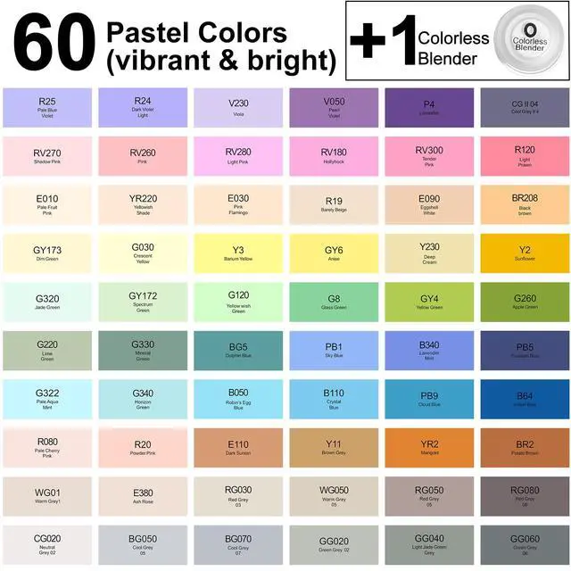 Alt view image 7 of 7 - Alcohol Markers Brush Tip - 61 Pastel Brush & Fine Dual Tip Art Markers for Artist Illustration, Adult Coloring Books, Gifts for Artist Adult, Colorless Blender, Enjoy Blending, Carrying Case