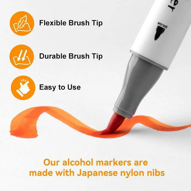 Alt view image 7 of 7 - Pastel Alcohol Markers Brush Tip - 61 Colors Double Tipped Art Markers for Artist Adult Coloring Illustration, Gifts for Artist Adult, Dual Tip Brush & Chisel - Refillable Ink, Colorless Blender