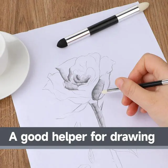 Alt view image 5 of 7 - 4pcs Artist Blending Sponge Pen Dual Tip Reusable Drawing Art Soft Oil Pastel Blending Tools Washable Sketch Rubbing Sponge Brush for Artist Professional Sketch Drawing Blending Lightening & Highlight