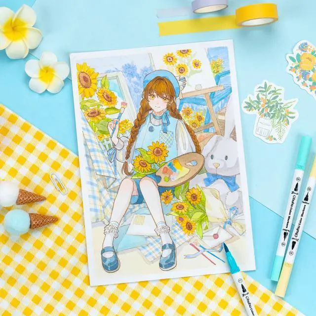 Alt view image 4 of 7 - Markers for Adult Coloring Books No bleeding 36 Pastel Colors Coloring Markers Water-based Dual Tips Fineliner & Brush Drawing Pens Art Markers for Kids Adults Sketch Journal - Maui