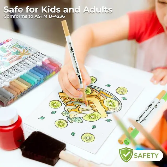 Alt view image 5 of 7 - Markers for Adult Coloring Books No bleeding 36 Pastel Colors Coloring Markers Water-based Dual Tips Fineliner & Brush Drawing Pens Art Markers for Kids Adults Sketch Journal - Maui