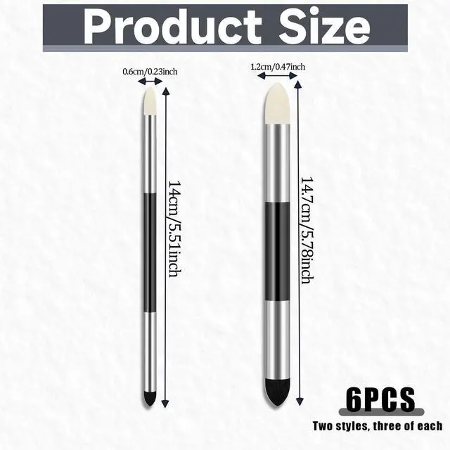 Alt view image 2 of 7 - 6pcs Artist Blending Sponge Pen Dual Tip Drawing Art Oil Soft Pastel Blending Tools Reusable Washable Sketch Rubbing Sponge Brush for Artist Professional Sketch Drawing Blending Lightening & Highlight