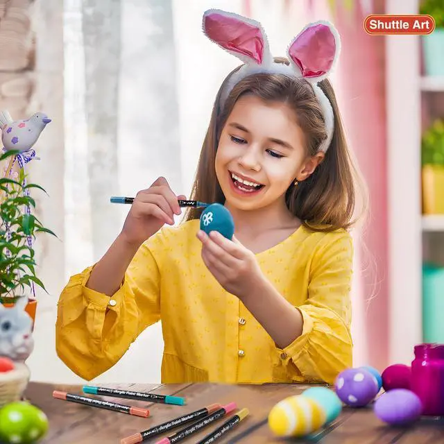 Alt view image 5 of 7 - 28 Pastel Colors Dual Tip Acrylic Paint Markers, Brush Tip and Fine Tip Acrylic Paint Pens for Rock Painting, Ceramic, Wood, Canvas, Plastic, Glass, Stone, Calligraphy, Card Making, DIY Crafts