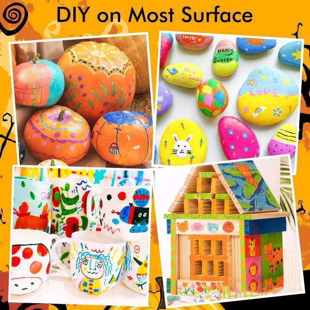 Alt view image 7 of 7 - 28 Pastel Colors Dual Tip Acrylic Paint Markers, Brush Tip and Fine Tip Acrylic Paint Pens for Rock Painting, Ceramic, Wood, Canvas, Plastic, Glass, Stone, Calligraphy, Card Making, DIY Crafts