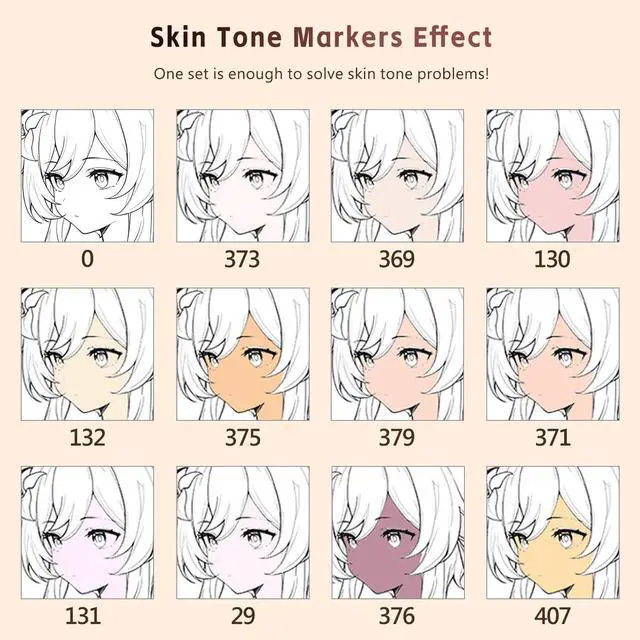 Alt view image 4 of 7 - Skin Tone Alcohol Markers Brush Tip for Adults Artist, 24pc Pastel Flesh Colors Brush Chisel Dual Tips Coloring Sketch Illustrations Portrait Comics Anime