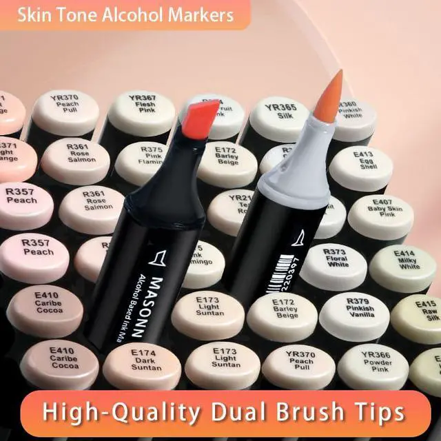 Alt view image 5 of 7 - Skin Tone Alcohol Markers Brush Tip for Adults Artist, 24pc Pastel Flesh Colors Brush Chisel Dual Tips Coloring Sketch Illustrations Portrait Comics Anime