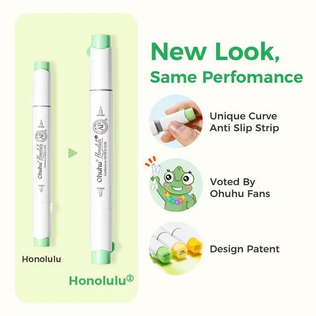 Alt view image 5 of 7 - Alcohol Markers Brush Tip, AP Certificated 24 Basic Colors Double Tipped Alcohol Based Art Marker Set for Artist Sketching Adult Coloring Illustration - Brush & Fine Dual Tips - Honolulu 2B