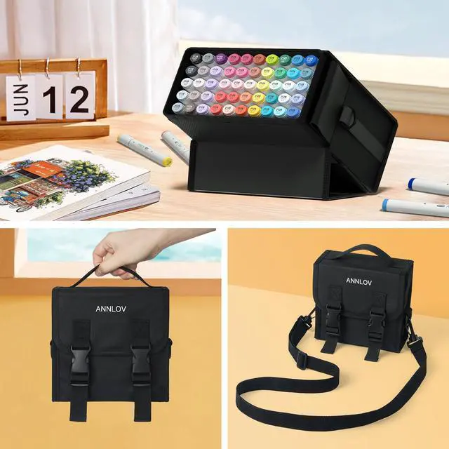 Alt view image 4 of 7 - Alcohol Markers Brush Tip, 50 Colors Dual Tip Art Marker Set with Soft Brush & Chisel Tip, Skin Tones & Blender, Tilt-Stand Easy Carrying Case for Artist Adults Kids Coloring Illustration