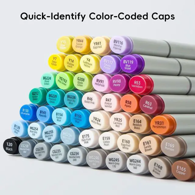 Alt view image 7 of 7 - Alcohol Markers Brush Tip, 50 Colors Dual Tip Art Marker Set with Soft Brush & Chisel Tip, Skin Tones & Blender, Tilt-Stand Easy Carrying Case for Artist Adults Kids Coloring Illustration