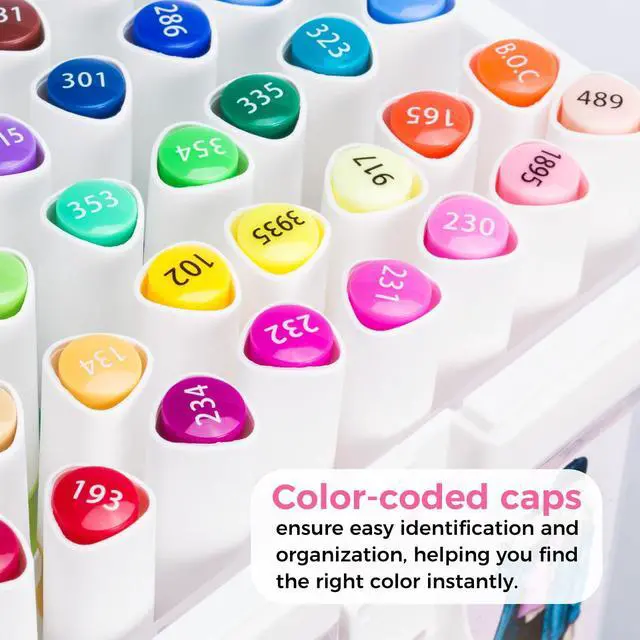 Alt view image 6 of 7 - Alcohol Markers Brush Tip: Double Tipped Art Marker Set for Artists Adults Drawing Sketching Illustration - Brush Chisel Color Markers - Pack with 94 Vibrant Colors 2 Marker Cases 2 Blenders