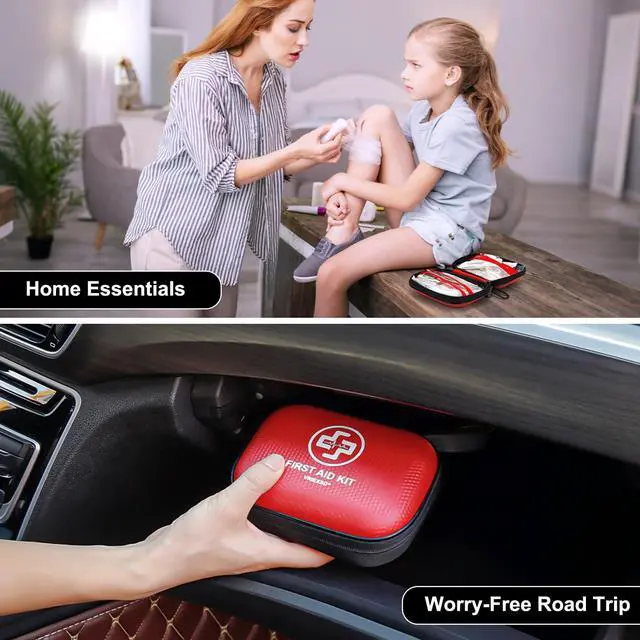 Alt view image 6 of 6 - Mini First Aid Kit - 150 Piece Small Waterproof Hard Shell Medical Kit for Home, Car, Travel, Camping, Truck, Hiking, Sports, Office, Vehicle & Outdoor Emergencies (Black)