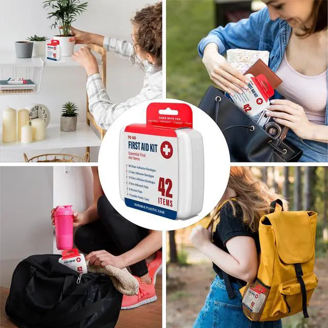 Alt view image 7 of 7 - 4 Pack Mini First Aid Kits, Small Travel Size Kit, First Aid Patch with 168 Items, Durable Plastic Box Perfect for Car, Home, Boat, or Camping, (168 Pieces, 4 Pack)