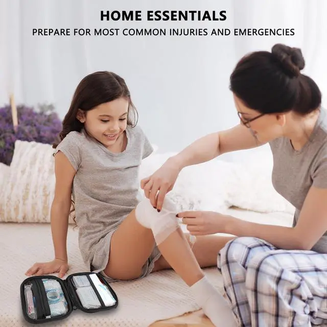 Alt view image 6 of 7 - Mini First Aid Kit - 120 Piece Small Waterproof Hard Shell Medical Kit for Car, Home, Office, Travel, Camping, Sports, Outdoor, School - Emergency First Aid Supplies and Survival Kit (Red)