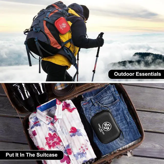 Alt view image 5 of 6 - Mini First Aid Kit - 150 Piece Small Waterproof Hard Shell Medical Kit for Home, Car, Travel, Camping, Truck, Hiking, Sports, Office, Vehicle & Outdoor Emergencies (Black)