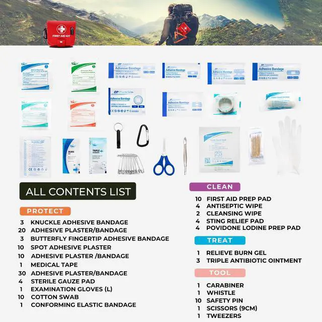 Alt view image 3 of 5 - Mini First Aid Kit - 137 Piece Small Emergency Medical Kit for Home, Car, Travel, Camping & Outdoor Activities(Red)