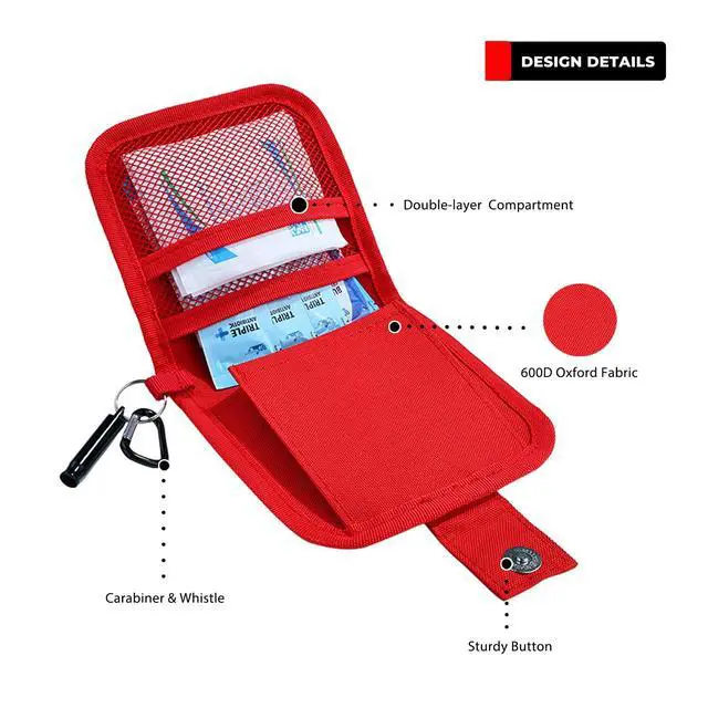 Alt view image 4 of 5 - Mini First Aid Kit - 137 Piece Small Emergency Medical Kit for Home, Car, Travel, Camping & Outdoor Activities(Red)