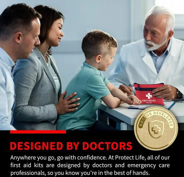 Alt view image 5 of 7 - First Aid Kit, Travel First Aid Kit for Car, 100 Piece Compact Emergency Preparedness Starter Kit for Home, Office, Camping, Hiking