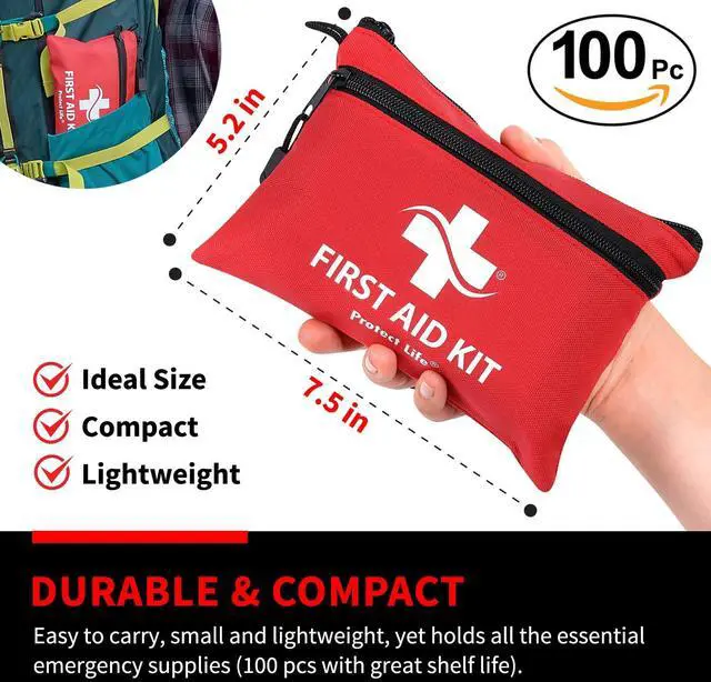 Alt view image 6 of 7 - First Aid Kit, Travel First Aid Kit for Car, 100 Piece Compact Emergency Preparedness Starter Kit for Home, Office, Camping, Hiking