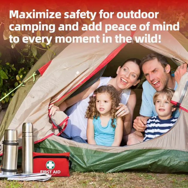 Alt view image 7 of 7 - Mini First Aid Kit, 110 Piece Small First Aid Kit - Includes Emergency Foil Blanket, Scissors for Travel, Home, Office, Vehicle, Camping, Workplace & Outdoor (Red)