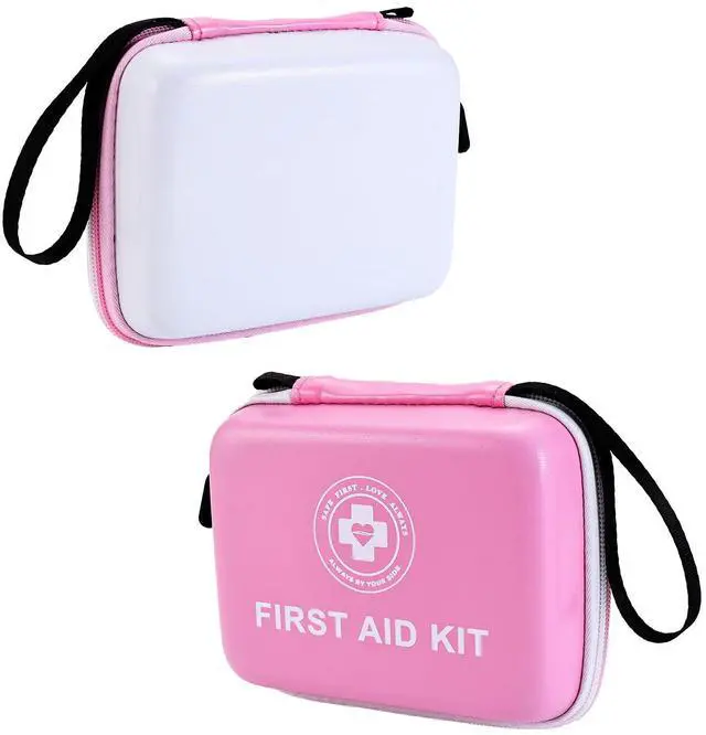 Main image of Small First Aid Kit - 165 Piece Dual-Color Emergency Medical Kit with Hard Shell & Fluorescent Exterior Coating, Emergency First Aid Kit for Home, Car, Travel, Hiking & Outdoor(Pink/White)