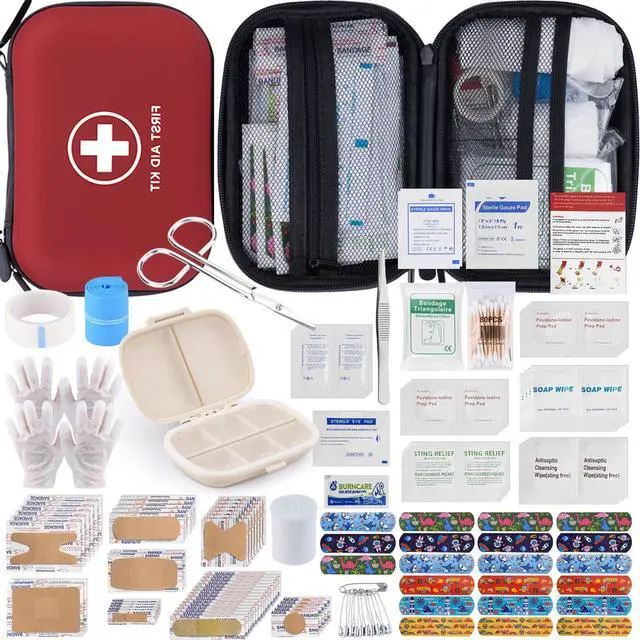 Main image of Gifts for Men Christmas Mini First Aid Kit - 144pcs Emergency Medical Kit with Water-Resistant Hard Case for Home, Travel, & Outdoor - Portable First Aid Supplies for Minor Cuts, Burns, Bites & Stings