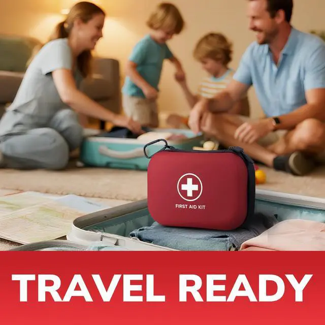 Alt view image 4 of 7 - Gifts for Men Christmas Mini First Aid Kit - 144pcs Emergency Medical Kit with Water-Resistant Hard Case for Home, Travel, & Outdoor - Portable First Aid Supplies for Minor Cuts, Burns, Bites & Stings