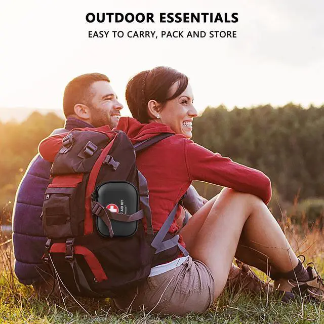 Alt view image 7 of 7 - Mini First Aid Kit - 120 Piece Small Waterproof Hard Shell Medical Kit for Car, Home, Office, Travel, Camping, Sports, Outdoor, School - Emergency First Aid Supplies and Survival Kit (Black)