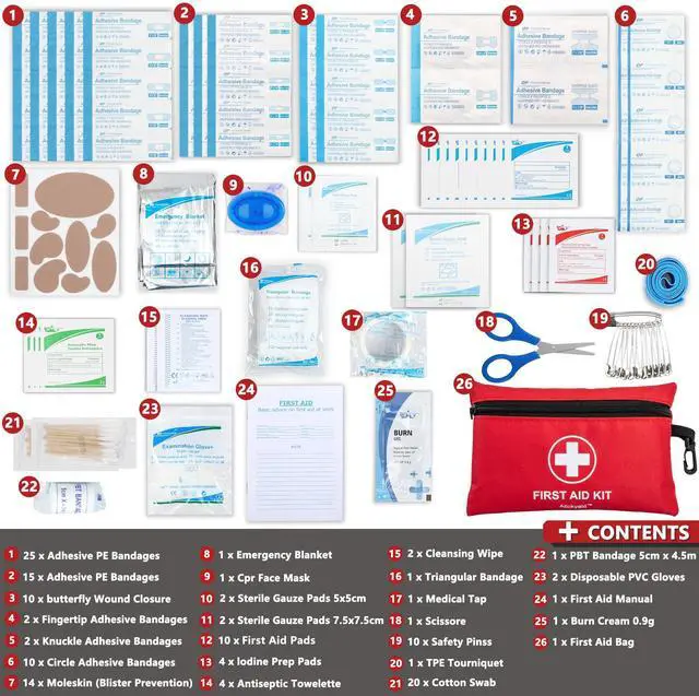 Alt view image 3 of 7 - Mini First Aid Kit - 140 Piece Small First Aid Medical Kit for Car, Home, Office, Travel, Camping, Sports, Outdoor, School - Emergency First Aid Supplies and Survival Kit