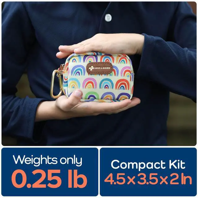 Alt view image 5 of 7 - Small Travel First Aid Kit Kids 60 Pc. Mini First Aid Kit for Purse, Diaper Bag, & Backpack with Latex-Free Bandages 4 Oz., & 4.5 x 3.5 x 2 in, TSA-Approved