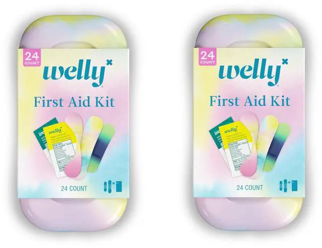 Main image of Quick Fix Colorwash, On The Go First Aid Kit, Assorted Bandages, Ointments, and Hand Sanitizer, Tie Dye Patterns, 2 Pack