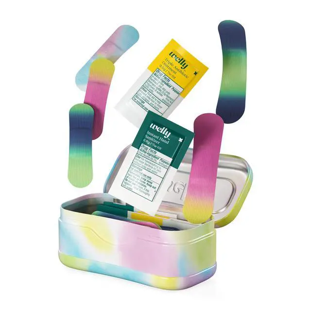 Alt view image 3 of 6 - Quick Fix Colorwash, On The Go First Aid Kit, Assorted Bandages, Ointments, and Hand Sanitizer, Tie Dye Patterns, 2 Pack