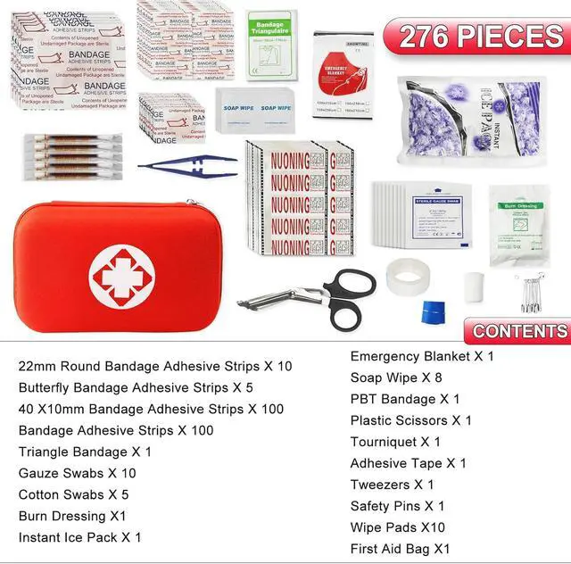 Alt view image 2 of 7 - 276PCS First Aid Kit Home Car Camping Hiking Emergency Supplies Small Compact Lovely Bag for School Outdoor, Basic Outdoor Essentials Survival Kit for Travel