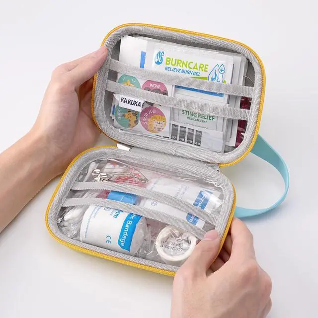 Alt view image 3 of 7 - Mini First Aid Kit, 113 Pc. Water-Resistant Hard Toddler Kids Small Cute Case for Car, Home - TSA-Approved Travel Size